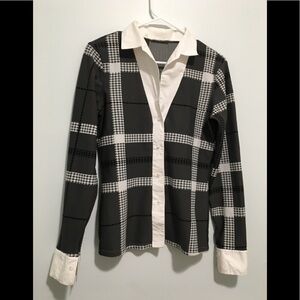 NaraCamicie Plaid Button Up Blouse Shirt